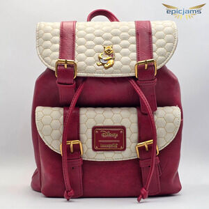 Loungefly Disney Winnie the Pooh Honeycomb Pattern Buckle Strap Mini Backpack